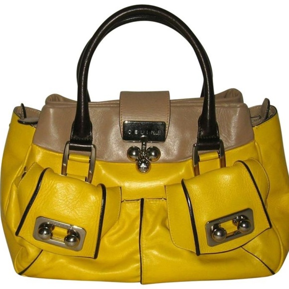 Céline Blossom Yellow/Beige/Brown Leather Satchel - Picture 1 of 8